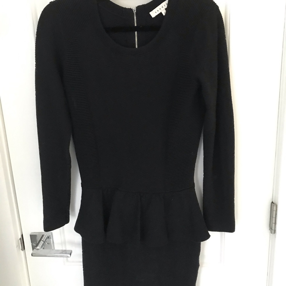 Navy peplum knit SANDRO dress